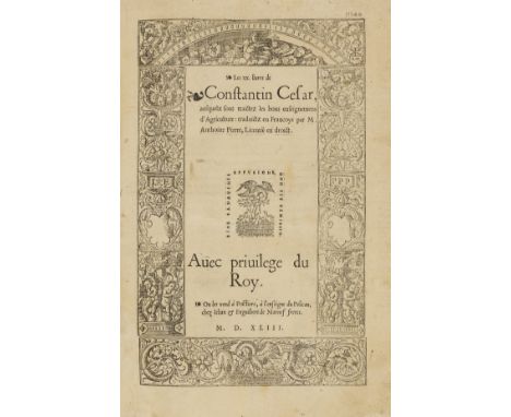 Cesar (Constantin) Les XX livres de Constantin Cesar, ausquels sont traictes les bons enseignemens d'Agriculture, collation: 