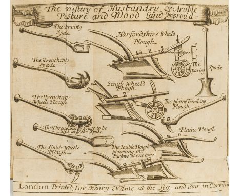 Meager (Leonard) The Mystery of Husbandry: or, Arable, Pasture and Wood-land Improved, first edition, first issue, folding en