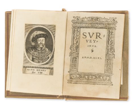 Surveying.- Fitzherbert (John) Surveyinge, collation: A-H8, largely printed in black letter, title within woodcut architectur