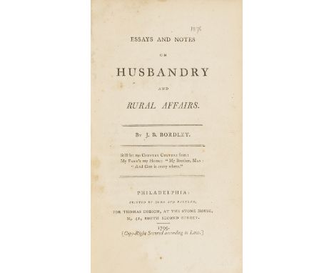 America.- Bordley (John Beale)  Essays and Notes on Husbandry and Rural Affairs., 4 engraved plates, offsetting, contemporary