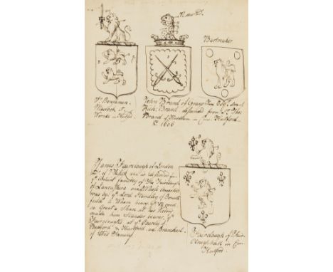 Heraldry.- St George (Sir Henry, herald, 1581-1644) [The Visitation of Hertfordshire 1634], manuscript, c. 250pp. &amp; 8pp. 