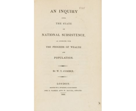 Comber (William Turner) An Inquiry into the State of National Subsistence, as Connected with the Progress of Wealth and Popul