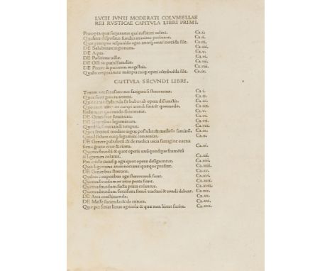 Cato (Marcus Porcius), Varro, Columella & Palladius. Scriptores rei rusticae, 4 parts in 1, editio princeps, collation: [*14]