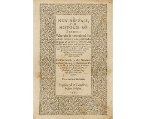 Herbal.- Dodoens (Rembert) A New Herball, or Historie of Plants, translated by Henry Lyte, black letter, title within woodcut