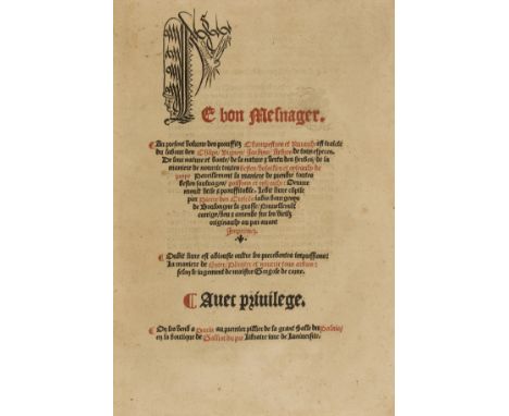 Schwerdt copy.- Crescentiis (Petrus de) Le bon Mesnager, first edition under this title, collation: *8 A-X6 AA-JJ LL6, printe