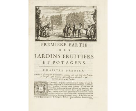 Gardens.- La Quintinye (Jean de) Instruction pour les Jardins Fruitiers et Potagers, 2 vol. in 1, second edition, engraved po