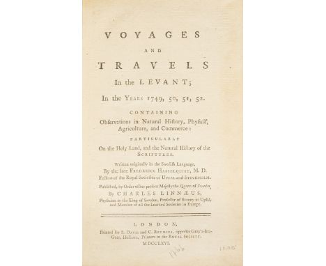 Levant.- Hasselquist (Frederik) Voyages and Travels in the Levant...containing Observations in Natural History, Physick, Agri