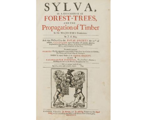 Evelyn (John) Sylva, Or A Discourse Of Forest-Trees, and the Propagation of Timber, 3 parts in 1, first edition, initial lice