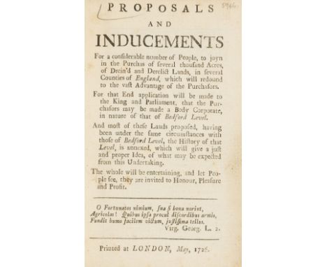 Fens Drainage.- S. (R.) Proposals and Inducements for a considerable number of People, to joyn in the Purchas of several thou