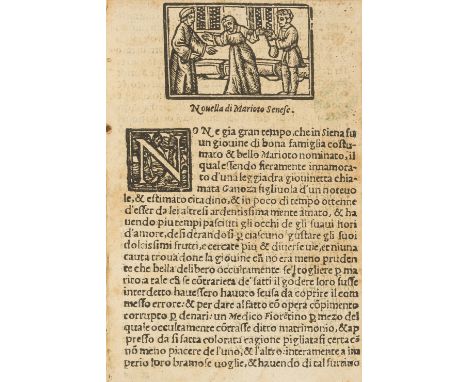 Shakespeare.- Masuccio Salernitano. Novella di Marioto Senese, 4 leaves, woodcut vignette on recto of first leaf, one decorat