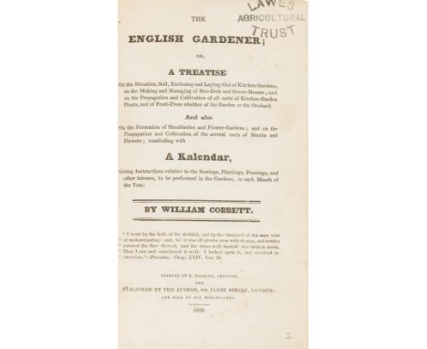 Cobbett (William) The English Gardener, first edition, newspaper cuttings tipped-in and loosely inserted, slightly browned, m