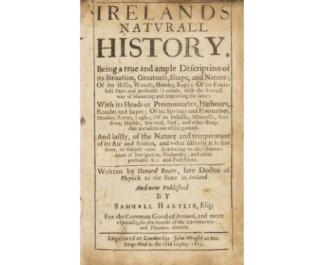 Ireland.- Boate (Gerard) Irelands Naturall History. Being a true and ample description of its situation, greatness, shape, an