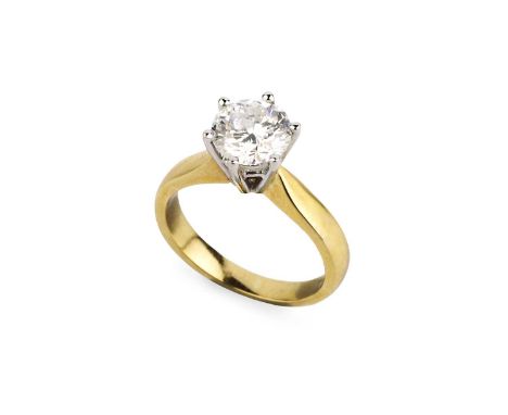 A diamond single stone ring, the round brilliant-cut diamond in raised six-claw setting, 18ct gold mounted, hallmarked for Sh