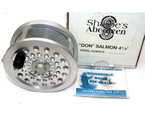 REEL: Sharpe's of Aberdeen The Don 4.25" diameter high tech salmon fly reel, reversible rear disc drag, left or right hand wi
