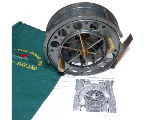 REEL: Chris Lythe Centrepin "The Barbel Master" Aerial pattern reel, 4.5" diameter, 8 large holes and 10 small holes to front