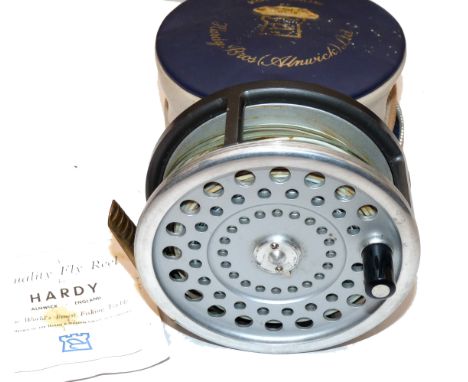 REEL: Hardy Marquis Salmon No.2 alloy fly reel in fine condition, backplate tension adjuster, correct ribbed brass foot, reta