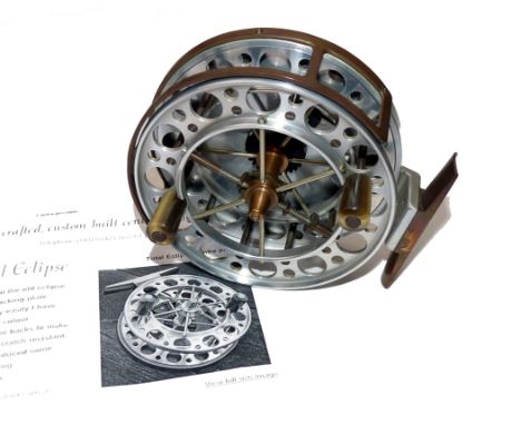 REEL: Chris Lythe Centrepin England "The Eclipse" 4" double ventilated Aerial pattern reel, 12 large and 12 small holes to bo