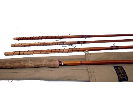 ROD: JS Sharpe of Aberdeen 13' 3 piece with correct spare tip, spliced joint impregnated cane salmon fly rod, fine condition,