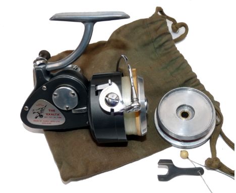 REEL: Fine Hardy Exalta spinning reel, Mk2 model with optional check, folding handle, reversible alloy stem, retaining virtua