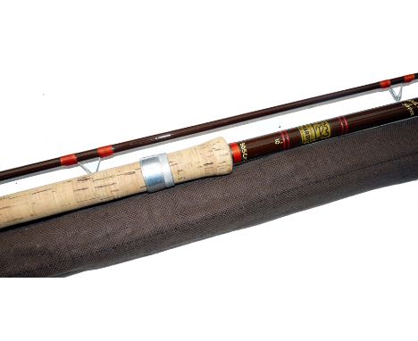 ROD: Hardy Richard Walker Avon 10' 2 piece brown hollow glass rod, red whipped high bridge guides, red agate butt/tip rings, 