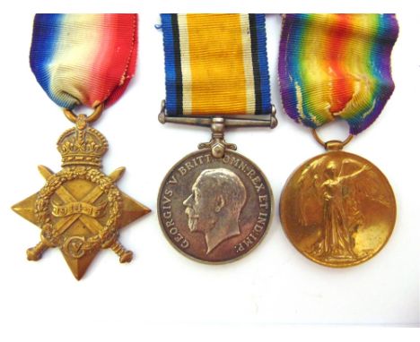 A GREAT WAR TRIO OF MEDALS TO PRIVATE S.E. WIGGINS, GLOUCESTERSHIRE REGIMENT  comprising the 1914-15 Star (19654, PTE. S.E. W