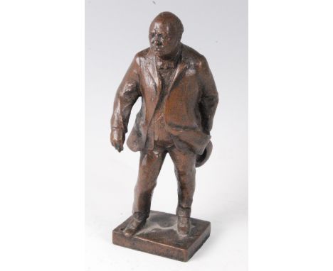 Franta Belsky, (Czechoslovakian 1921-2000), A bronzed resin figure of Sir Winston Churchill, modelled in standing pose with o