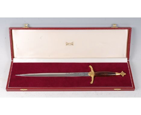 A Wilkinson Sword presentation dagger, the 28cm blade etched By Appointment Wilkinson Sword London Made in England, 40.5cm, h
