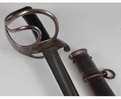 A British 1853 pattern Cavalry Trooper's sword, the 89cm slightly curved fullered blade stamped to the forte with a crown B13