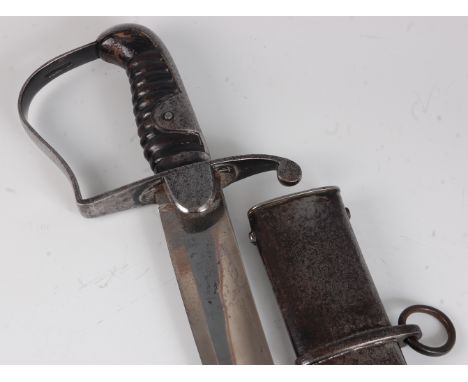 A British 1796 pattern Light Cavalry Trooper's sword, the 84cm broad curved fullered blade with Broad arrow mark and stamped 