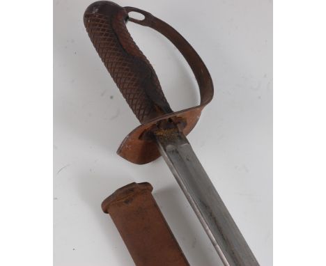 A Japanese 1886/87 pattern Cavalry Trooper's sword, the 77cm single edged fullered blade numbered 91150 to the forte, having 