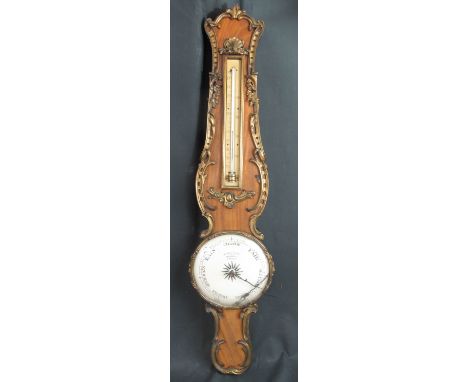 19TH CENTURY FRENCH DESIGN, ORMOLU MOUNTED WHEEL BAROMETER, the face marked: 'Pillinscher, 88 New Bond Street, London', and w