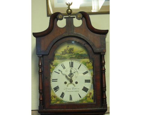 EARLY 19TH CENTURY WELSH OAK EIGHT DAY LONG CASE CLOCK marked: James Evans, Carmarthen and having broken swan neck pediment w