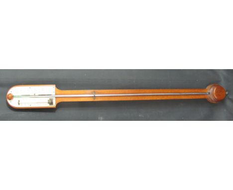 19TH CENTURY MAHOGANY STICK BAROMETER marked: T.B. Winter, Newcastle Upon Tyne, having ivory scale, plain body and flat turne