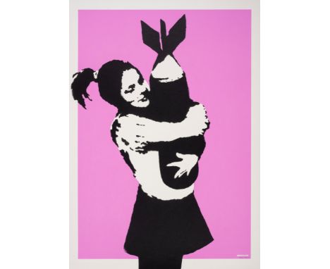 Banksy (b.1974) Bomb Love (Bomb Hugger) (Signed AP)Screenprint in pink and black, 2003, signed and inscribed 'AP/39' in penci