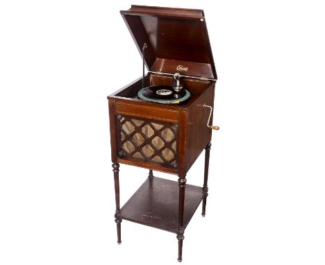 Edison Model A100 Diamond Disc Phonograph, um 1920Nr. 53317, Standgerät, mahagonifarben lackiertes Gehäuse, Maße 45 x 54 x 10