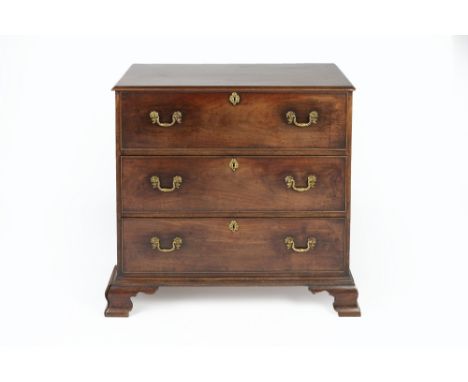 Mahogany secretaire chest 18th Century, the top drawer having fall front with fitted interior and with two drawers below on s