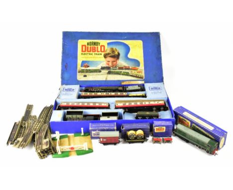 HORNBY DUBLO; a boxed electric train set EDP 12 Passenger Train Duchess of Montrose B.R. (LMR), comprising the Duchess of Mon
