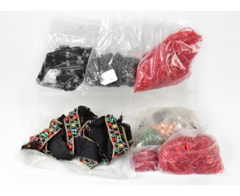 A large quantity of early/mid-20th century beads and trims to include bugle beads, French jet examples, multicoloured beads a
