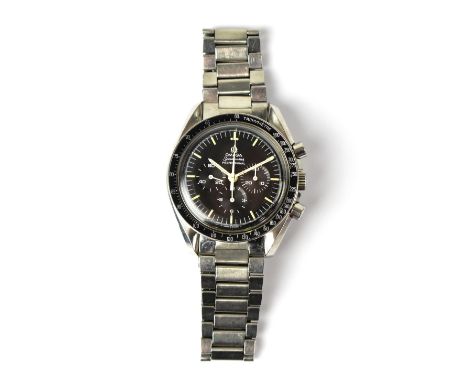 OMEGA; Speedmaster Professional gentlemen's circa 1970 chronograph wristwatch, the black dial with luminous baton hour marker