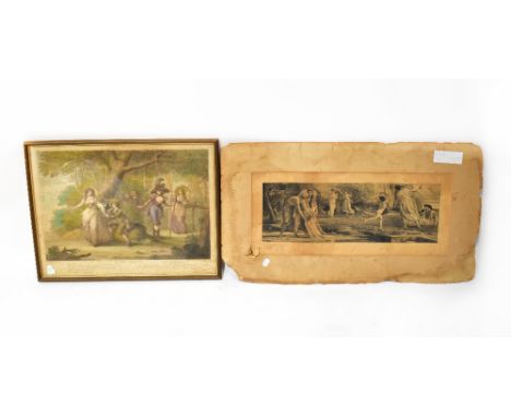 AFTER H BUBBURY ESQ; a hand coloured stipple engraving by C Knight, 'As You Like It', publisher W Dickinson, 42 x 55cm, frame