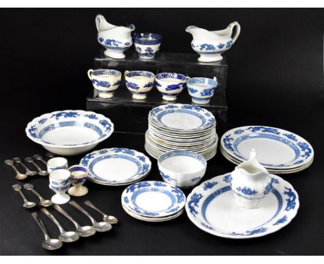 A quantity of Booths 'Dragon' pattern blue and white china, no.8029, to include dinner plates, side plates, small plates, cup