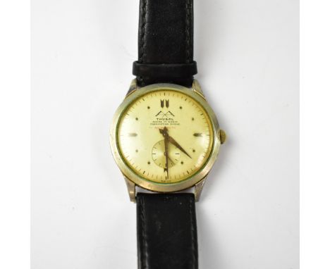 AXA THUSAL ANCRE; a seventeen rubies Swiss fabrication antimagnetic wristwatch, with off silvered circular dial, outer minute