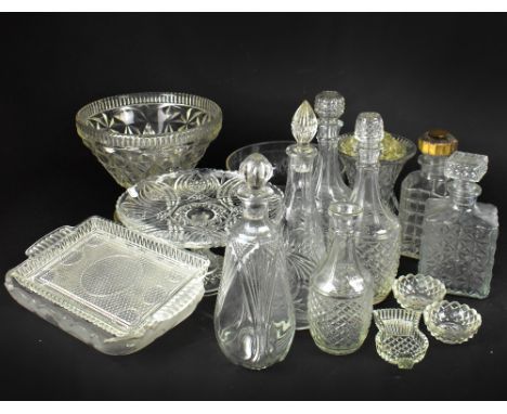 A quantity of vintage cut glass and crystal to include various sized wine glasses, vases and decorative footed bowls, rose bo