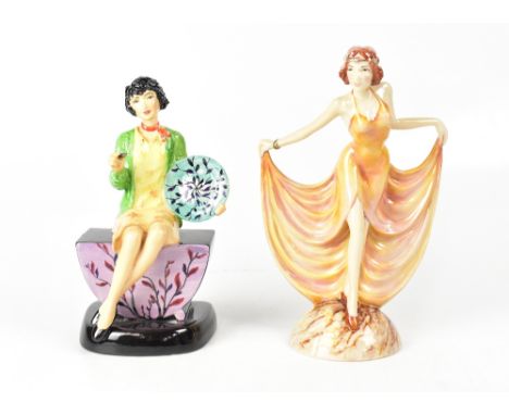An artist's original proof by John Michael for Kevin Francis of an Art Deco dancing girl, on stylised circular base, height 2