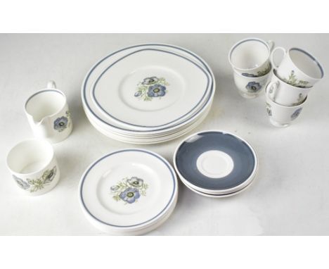 SUSIE COOPER; a contemporary part tea/dinner service 'Glen Mist' C1035, comprising dinner plates, cups, saucers and milk jug.