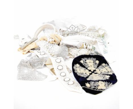 A collection of Victorian, Edwardian and mid-century textiles and beadwork, to include beaded belt, beaded collars, various l