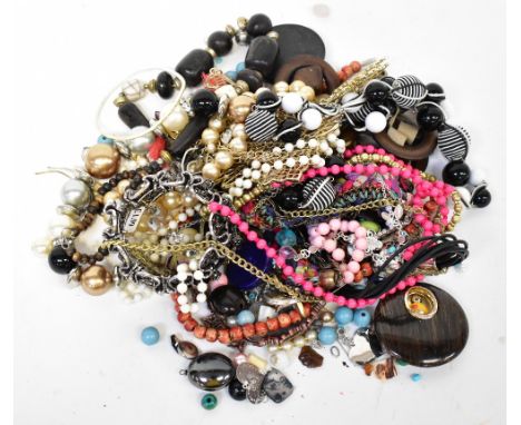 A quantity of costume jewellery to include simulated pearl necklaces, etc.