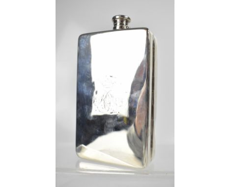 A George V Thomas of New Bond Street, London hallmarked silver combination hip flask and cigarette case of cushioned rectangu