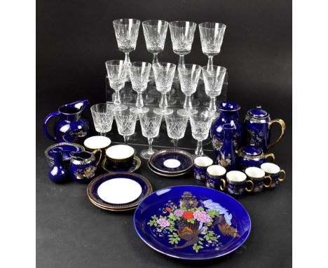 A Royal Copenhagen 'Onion' pattern tea service for four (one cup missing), together with a Mizuko Japanese coffee service of 