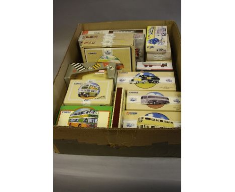 A QUANTITY OF MAINLY BOXED CORGI CLASSICS DIECAST BUSES AND COACHES, all relevant models complete with Limited Edition certif